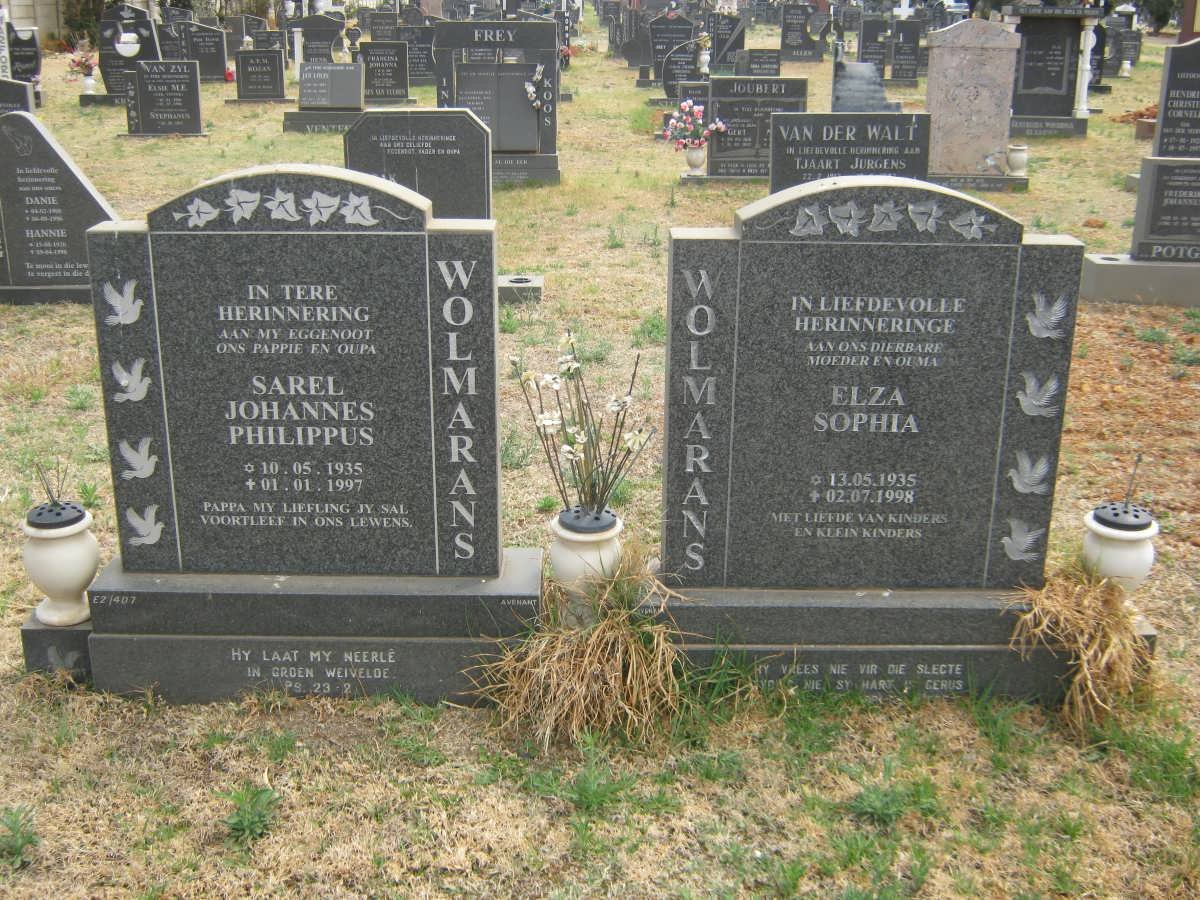 WOLMARANS Sarel Johannes Philippus 1935-1997 &amp; Elza Sophia 1935-1998