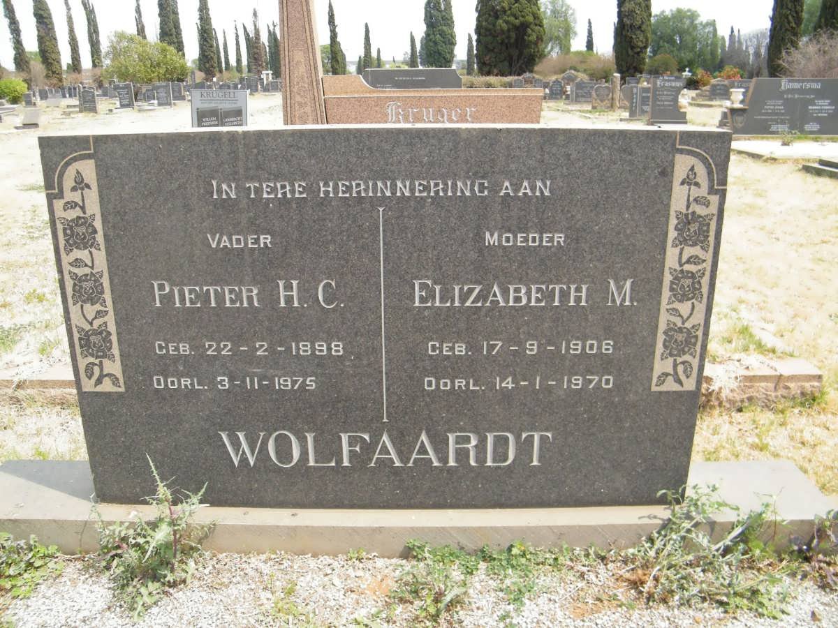 WOLFAARDT Pieter H.C. 1898-1975 &amp; Elizabeth M. 1906-1970