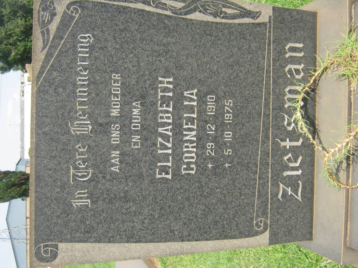 ZIETSMAN Elizabeth Cornelia 1910-1975