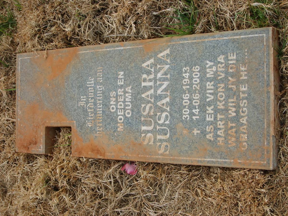 ZIETSMAN Susara Susanna 1943-2006