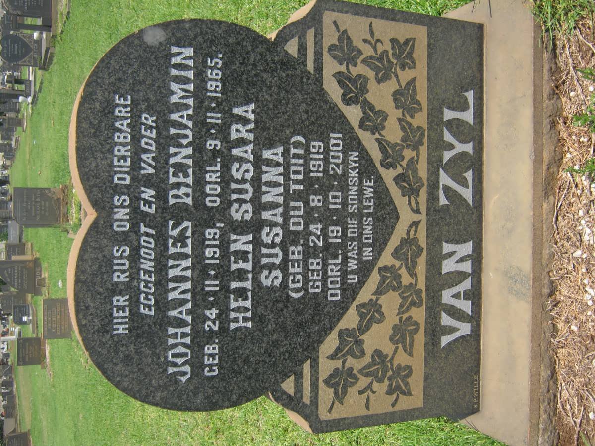 ZYL Johannes Benjamin, van 1919-1965 &amp; Helen Susara Susanna DU TOIT 1919-2001