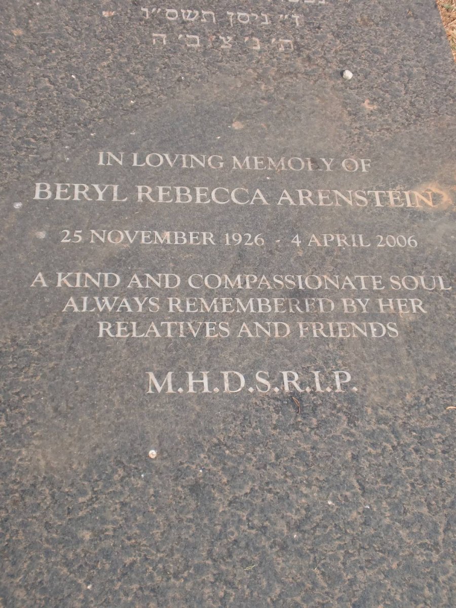 ARENSTEIN Beryl Rebecca 1926-2006