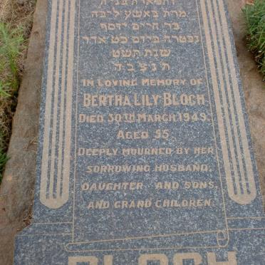 BLOCH Bertha Lily -1949