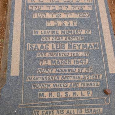 NEYMAN Isaac Leib -1947