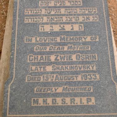 OSRIN Chaie Zwie  formerly SHAKINOVSKY -1933