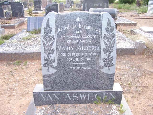 ASWEGEN Maria Alberta, van nee DU PLESSIS 1811-1967