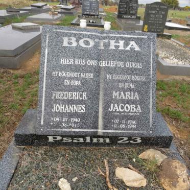BOTHA Frederick Johannes 1940-2015 & Maria Jacoba SCHOEMAN 1940-1994