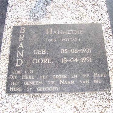 BRAND Hannetjie nee POTTAS 1931-1991