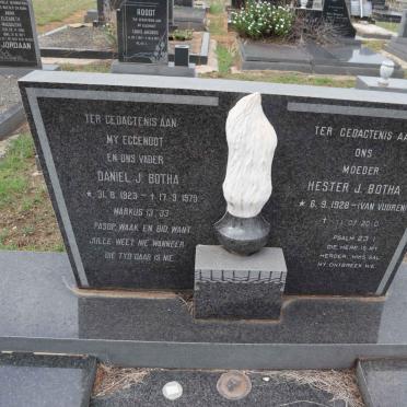 BOTHA Daniel J. 1923-1979 & Hester J. VAN VUUREN 1928-2010