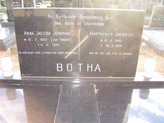 BOTHA Marthinus Jacobus 1892-1979 &amp; Anna Jacoba Johanna VAN TONDER 1897-1975