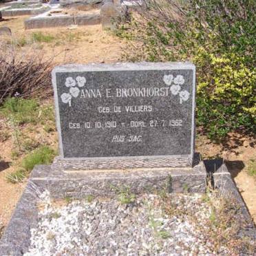 BRONKHORST Anna E. nee DE VILLIERS 1910-1962