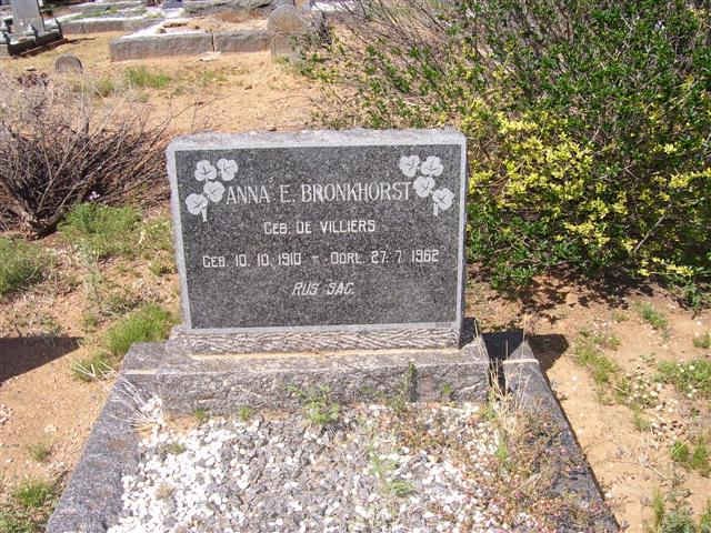 BRONKHORST Anna E. nee DE VILLIERS 1910-1962