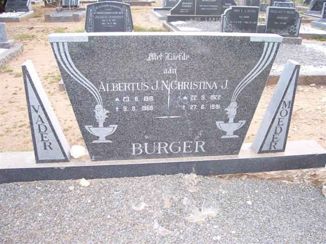 BURGER Albertus J.N. 1918-1968 &amp; Christina J. 1922-1991