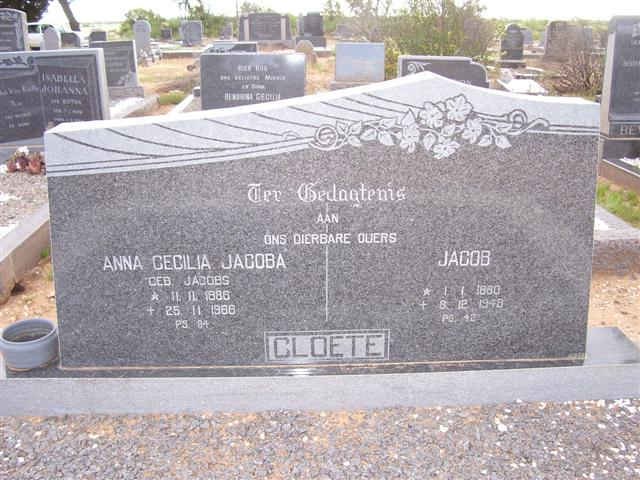 CLOETE Jacob 1880-19?8 &amp; Anna Cecilia Jacoba JACOBS 1886-1966