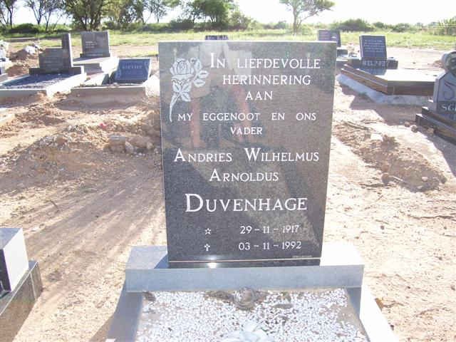 DUVENHAGE Andries Wilhelmus Arnoldus 1917-1992