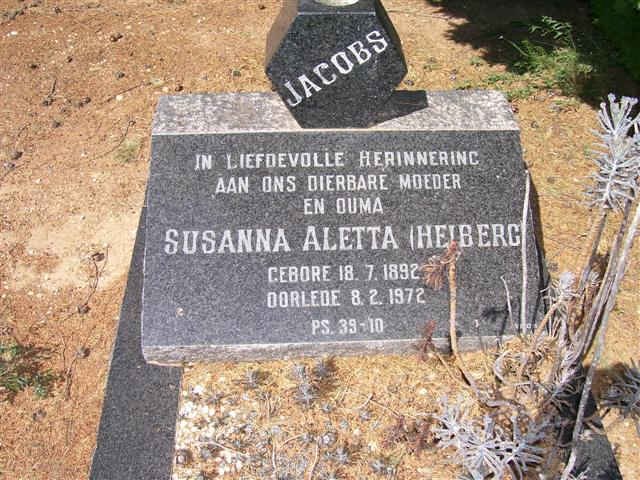 JACOBS Susanna Aletta nee HEIBERG 1892-1972