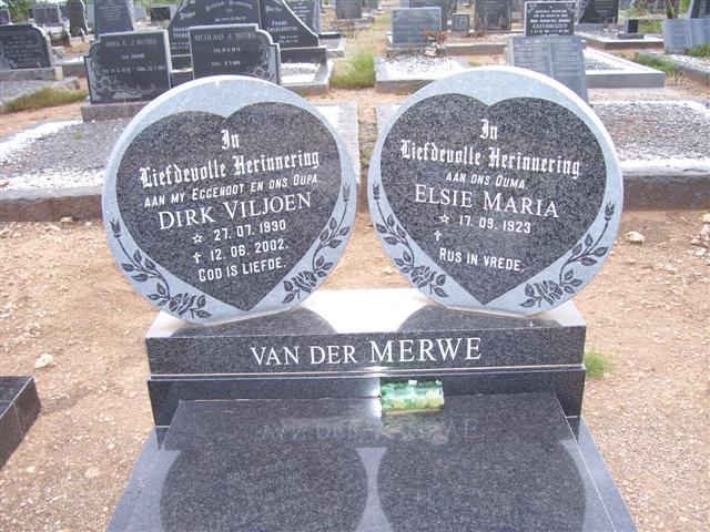 MERWE Dirk Viljoen, van der 1930-2002 &amp; Elsie Maria 1923-??