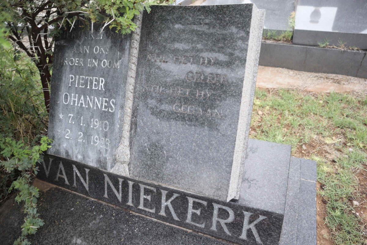 NIEKERK Pieter Johannes, van 1910-1983