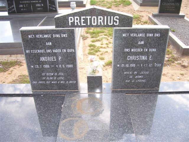 PRETORIUS Andries P. 1906-1980 &amp; Christina E. 1910-2001