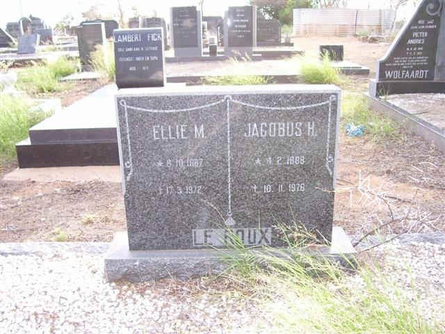 ROUX Jacobus H., le 1888-1976 &amp; Ellie M. 1887-1972