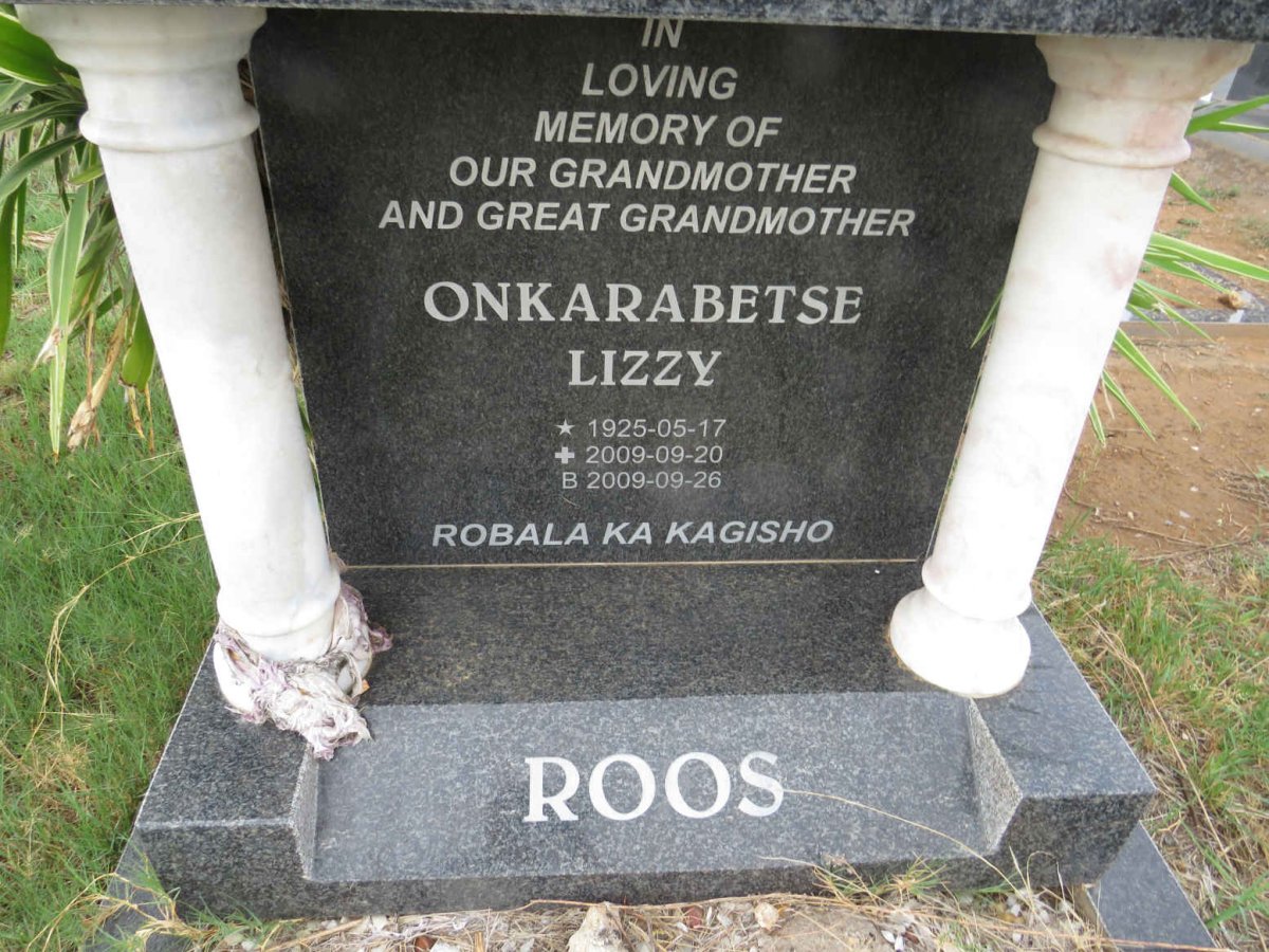 ROOS Onkarabetse Lizzy 1925-2009