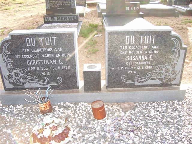 TOIT Christiaan C., du 1905-1972 &amp; Susanna E. SLABBERT 1907-1980