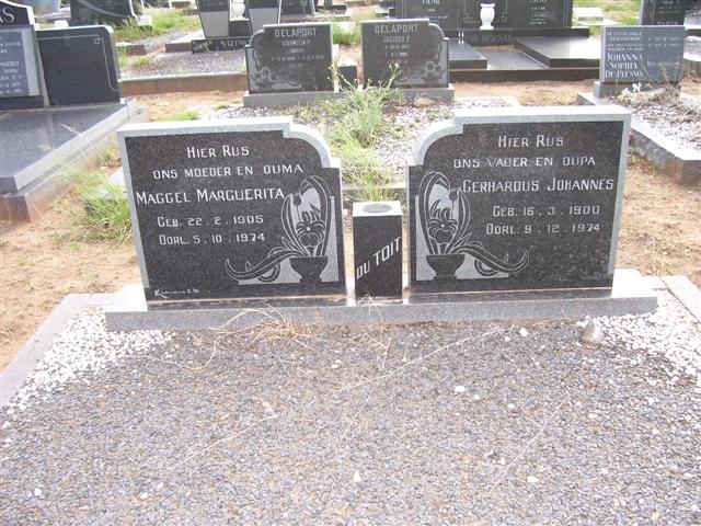 TOIT Gerhardus Johannes, du 1900-1974 &amp; Maggel Marguerita 1905-1974