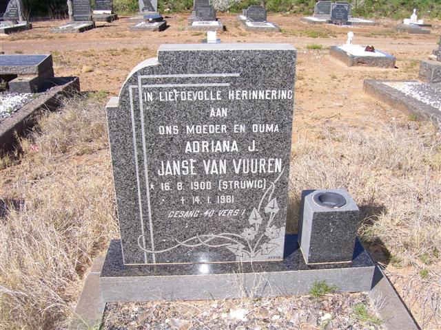 VUUREN Adriana J., Janse van nee STRUWIG 1900-1981