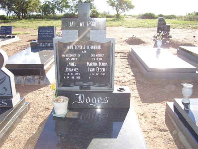 VOGES Daniel Johannes 1949-1996 &amp; Martha Maria VAN EEDEN 1949-??