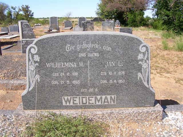 WEIDEMAN Jan L. 1879-1953 &amp; Wilhelmina M. 1881-1965