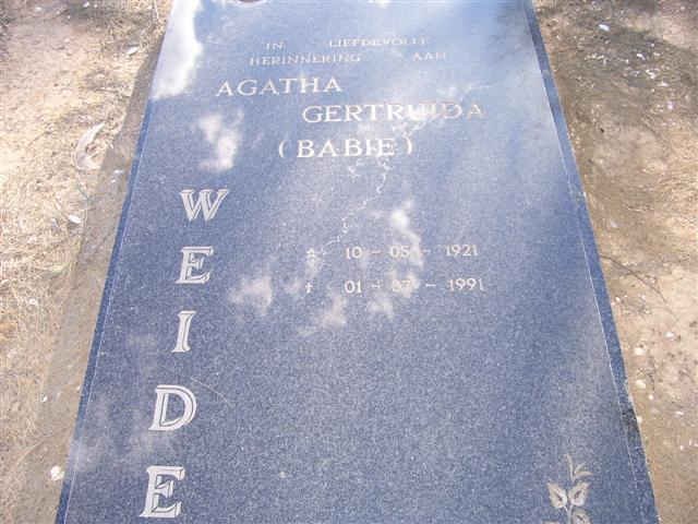 WEIDEMAN Agatha Gertruida 1921-1991
