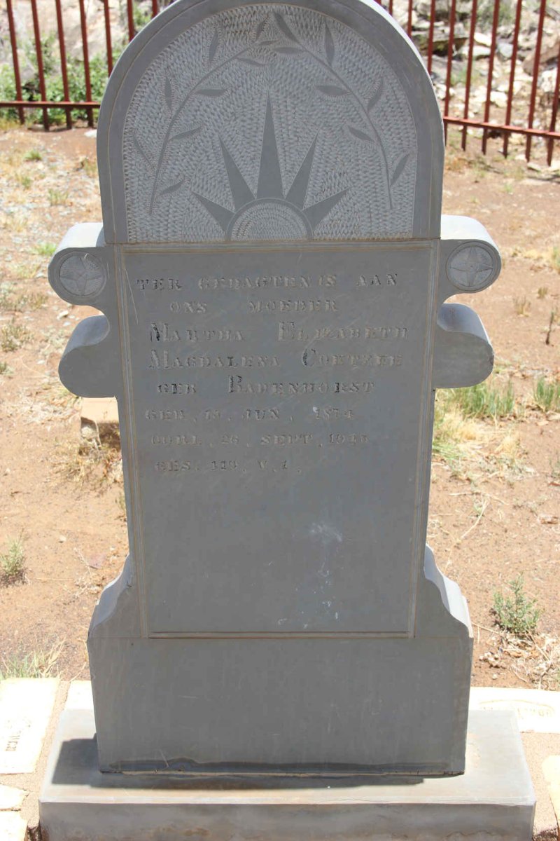 COETZEE Martha Elizabeth Magdalena nee BADENHORST 1874-1943