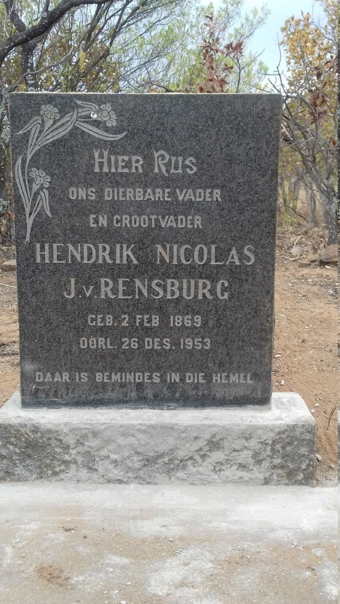 RENSBURG Hendrik Nicolas, Janse van 1869-1953
