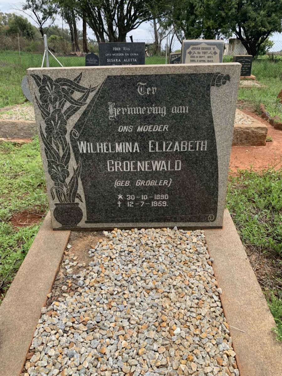GROENEWALD Wilhelmina Elizabeth nee GROBLER 1890-1959