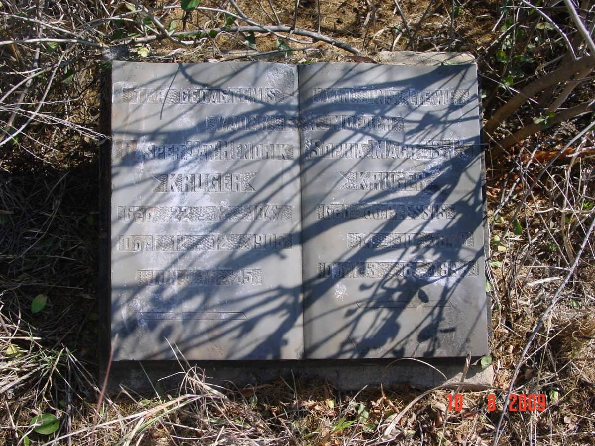 KRUGER Casper Jan Hendrik 1847-1905 &amp; Sophia M. DU PLESSIS 1848-189?