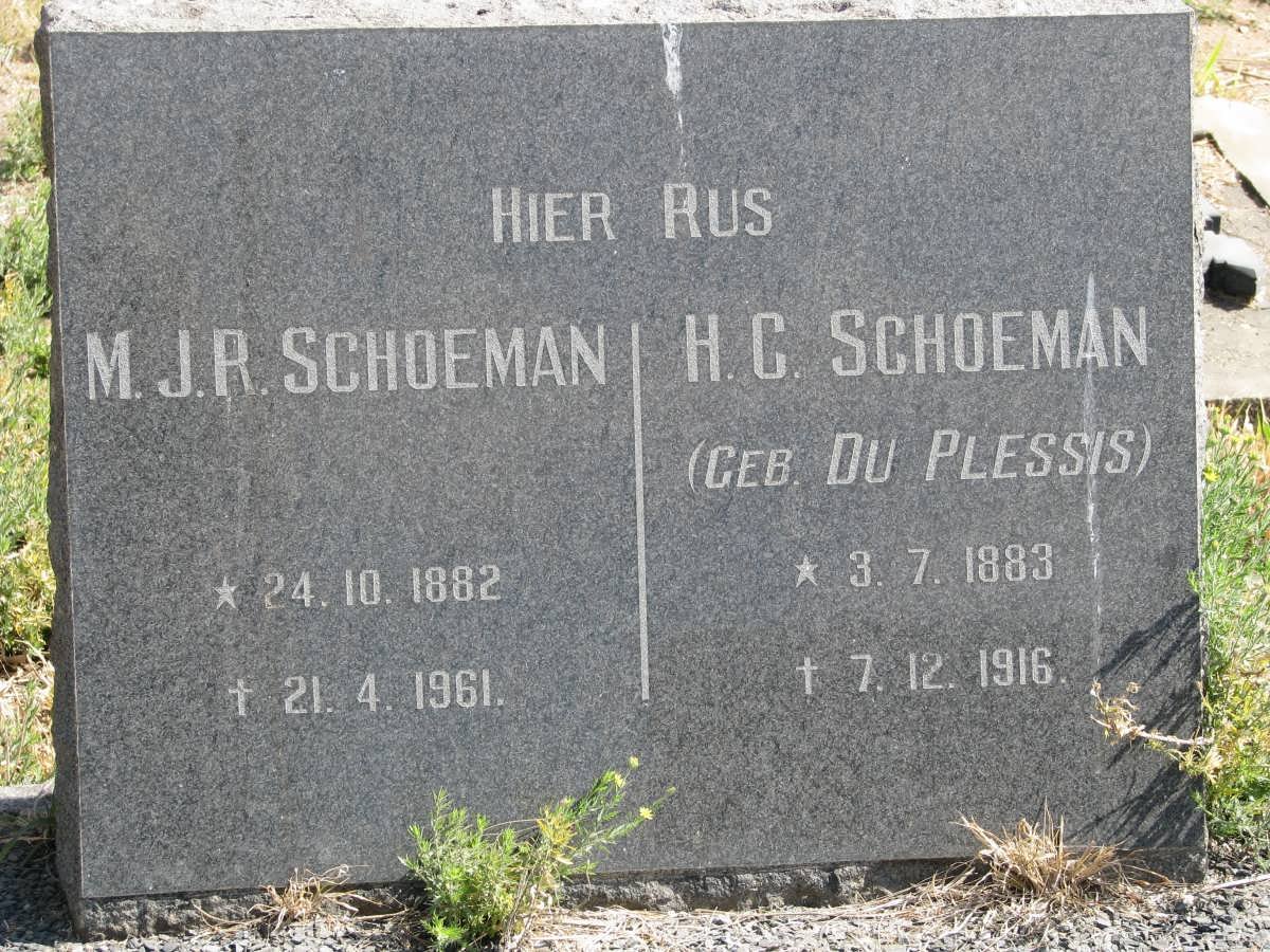 SCHOEMAN M.J.R. 1882-1961 &amp; H.C. DU PLESSIS 1883-1916