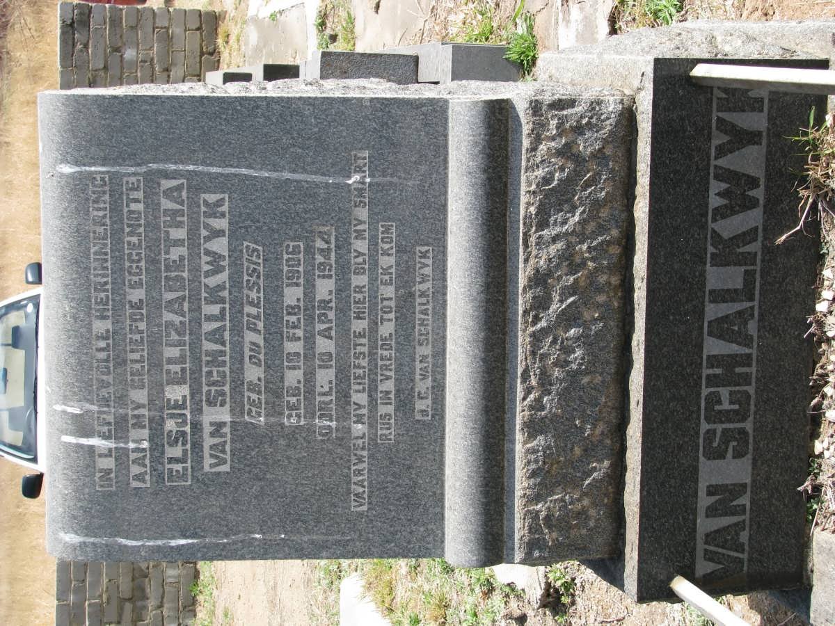 SCHALKWYK Alsje Elisabetha, van nee DU PLESSIS 1906-1944