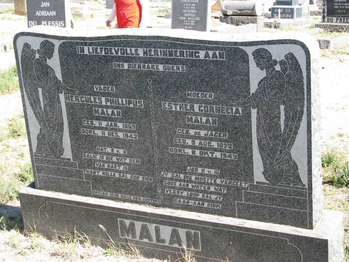 MALAN Hercules Phillipus 1869-1942 &amp; Esther Cornelia DE JAGER 1872-1949