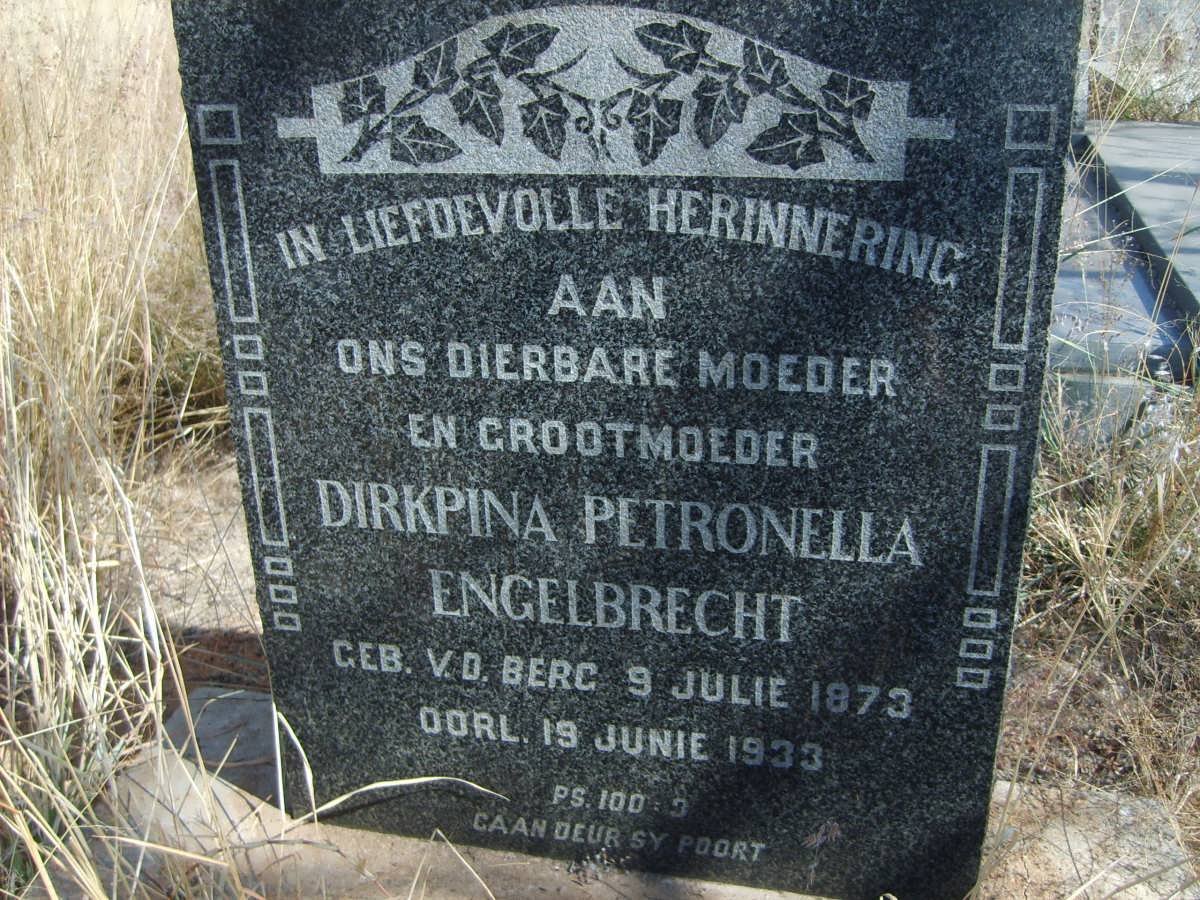 ENGELBRECHT Dirkpina Petronella nee V.D. BERG 1873-1933