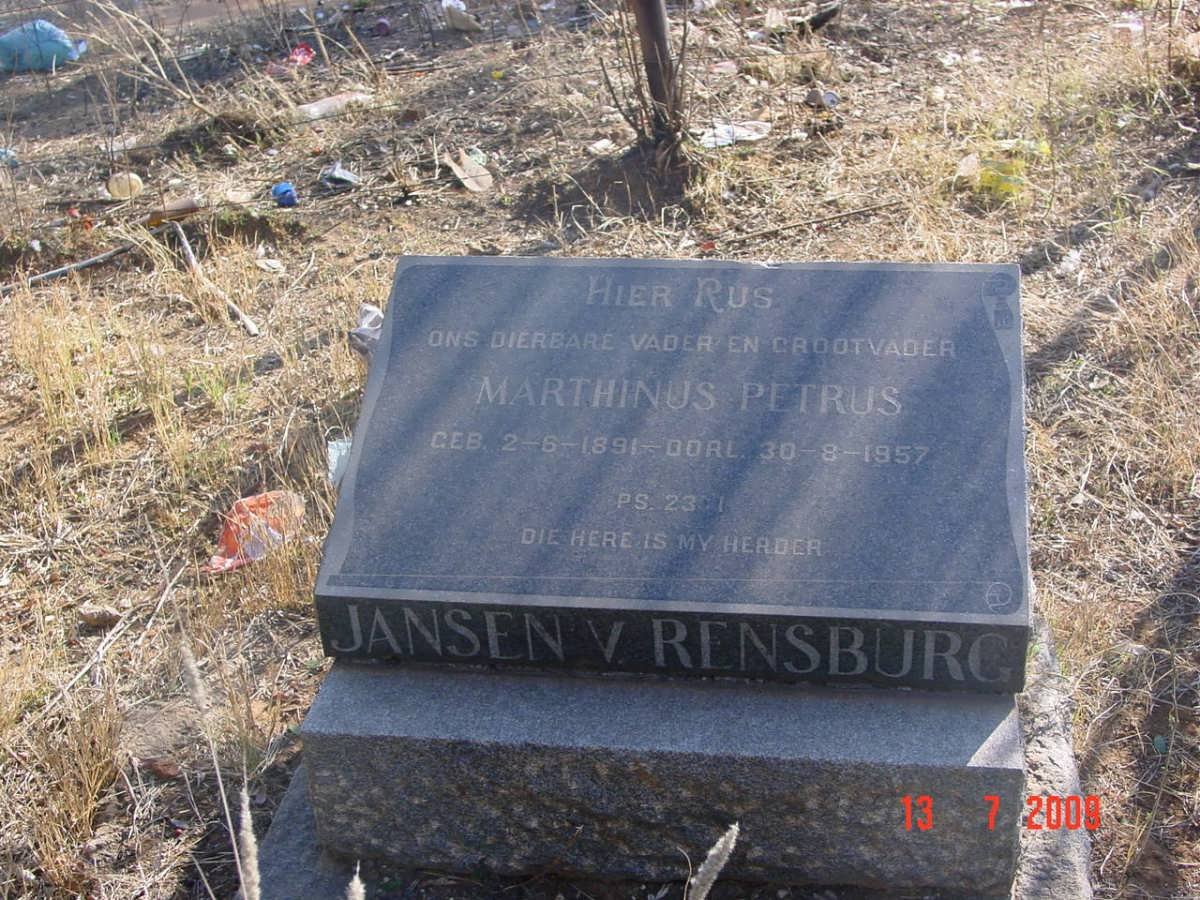 RENSBURG Marthinus Petrus, Jansen van 1891-1957