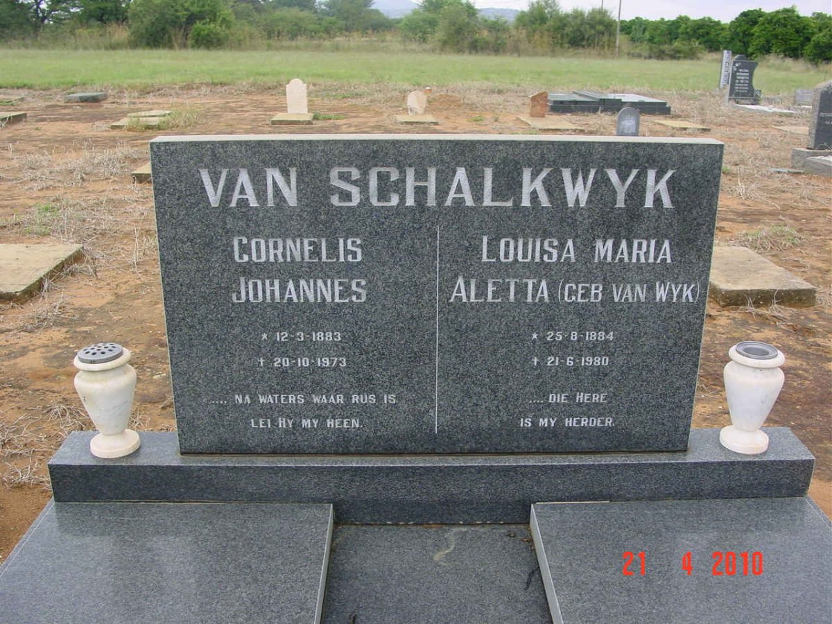 SCHALKWYK Cornelis Johannes, van 1883-1973