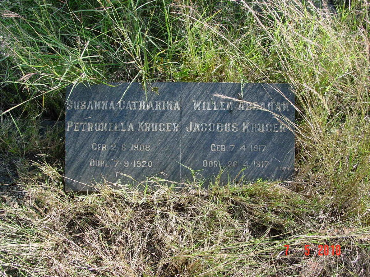KRUGER Susanna Catharina Petronella 1908-1920 :: KRUGER Willem Abraham Jacobus 1917-1917