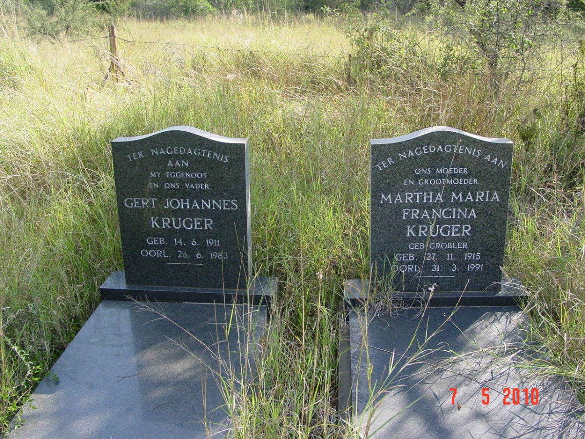 KRUGER Gert Johannes 1911-1983 &amp; Martha Maria Francina GROBLER 1915-1991