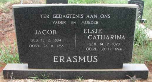 ERASMUS Jacob 1884-1956 &amp; Elsje Catharina 1890-1974