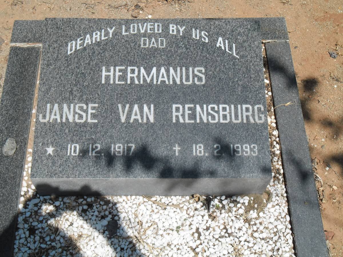 RENSBURG Hermanus, Janse van 1917-1993