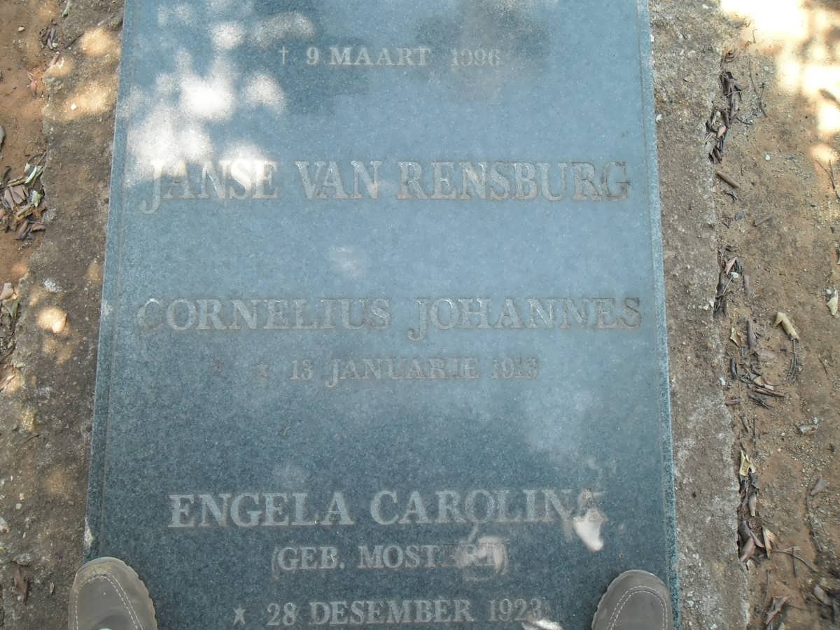 RENSBURG Cornelius Johannes, Janse van 1913-1996 &amp; Engela Carolina MOSTERT 1923-1996