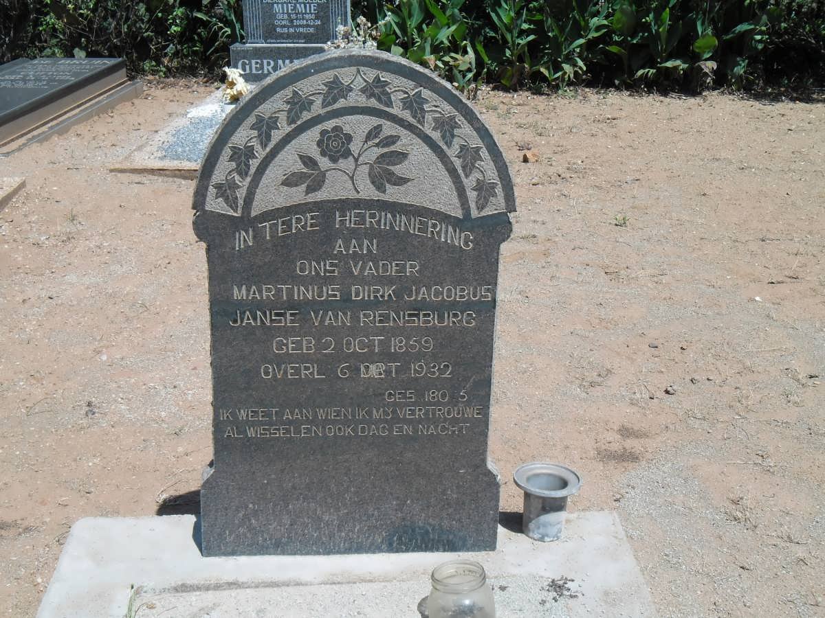 RENSBURG Martinus Dirk Jacobus, Janse van 1859-1932