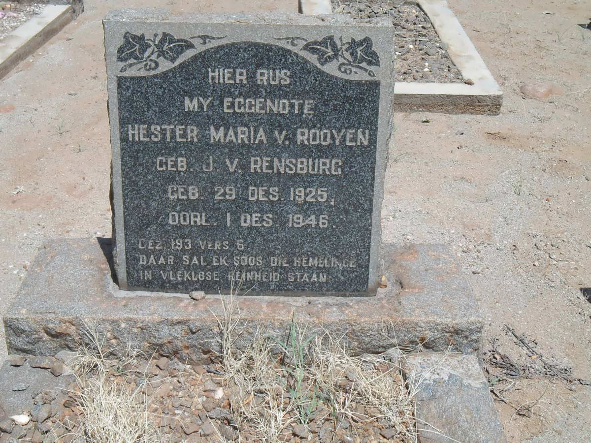 ROOYEN Hester Maria, van nee JANSE VAN RENSBURG 1925-1946