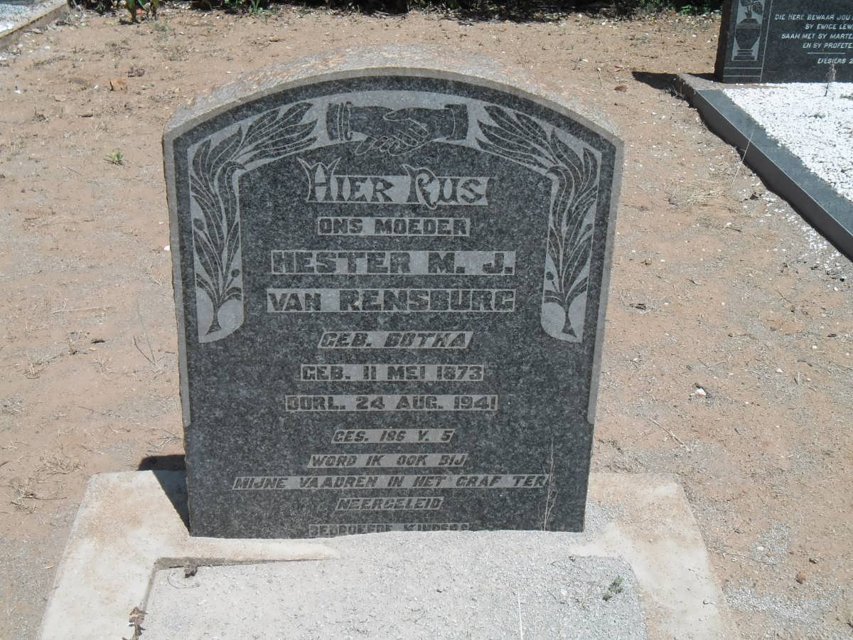 RENSBURG Hester M.J., van nee BOTHA 1873-1941
