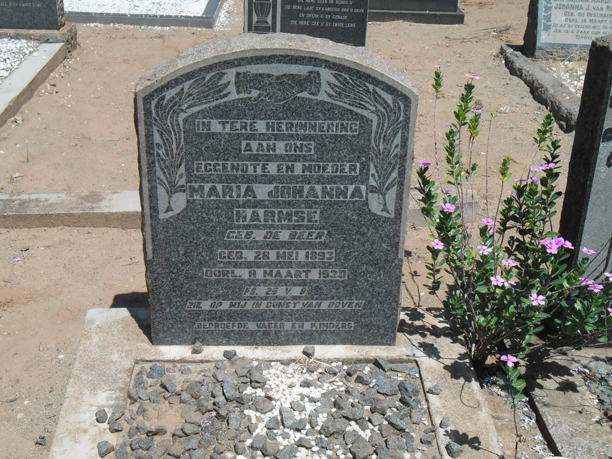 HARMSE Maria Johanna nee DE BEER 1892-1928
